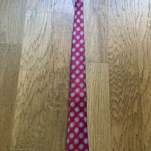 Jos. A. Bank Red and Navy Geometric Patterned 100% Silk Tie